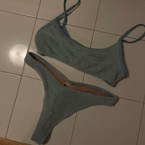 Free People GNash Light Blue Textured Bikini Set